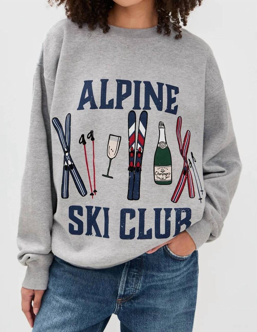 NEW SHOW ME YOUR MUMU alpine ski club sweatshirt in grey